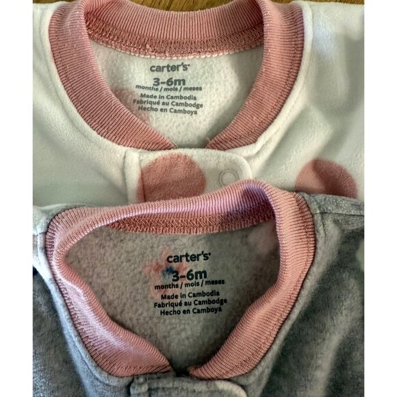 Carters Baby Girl Fleece Sleep Bag Lot of 2 Size 3-6M Floral & Bunny Pink/White - Picture 6 of 6